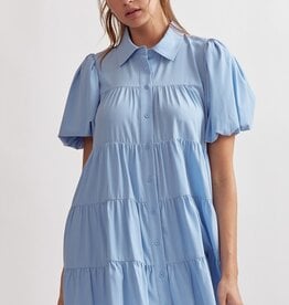 Button Tiered Mini Dress