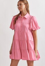 Button Tiered Mini Dress