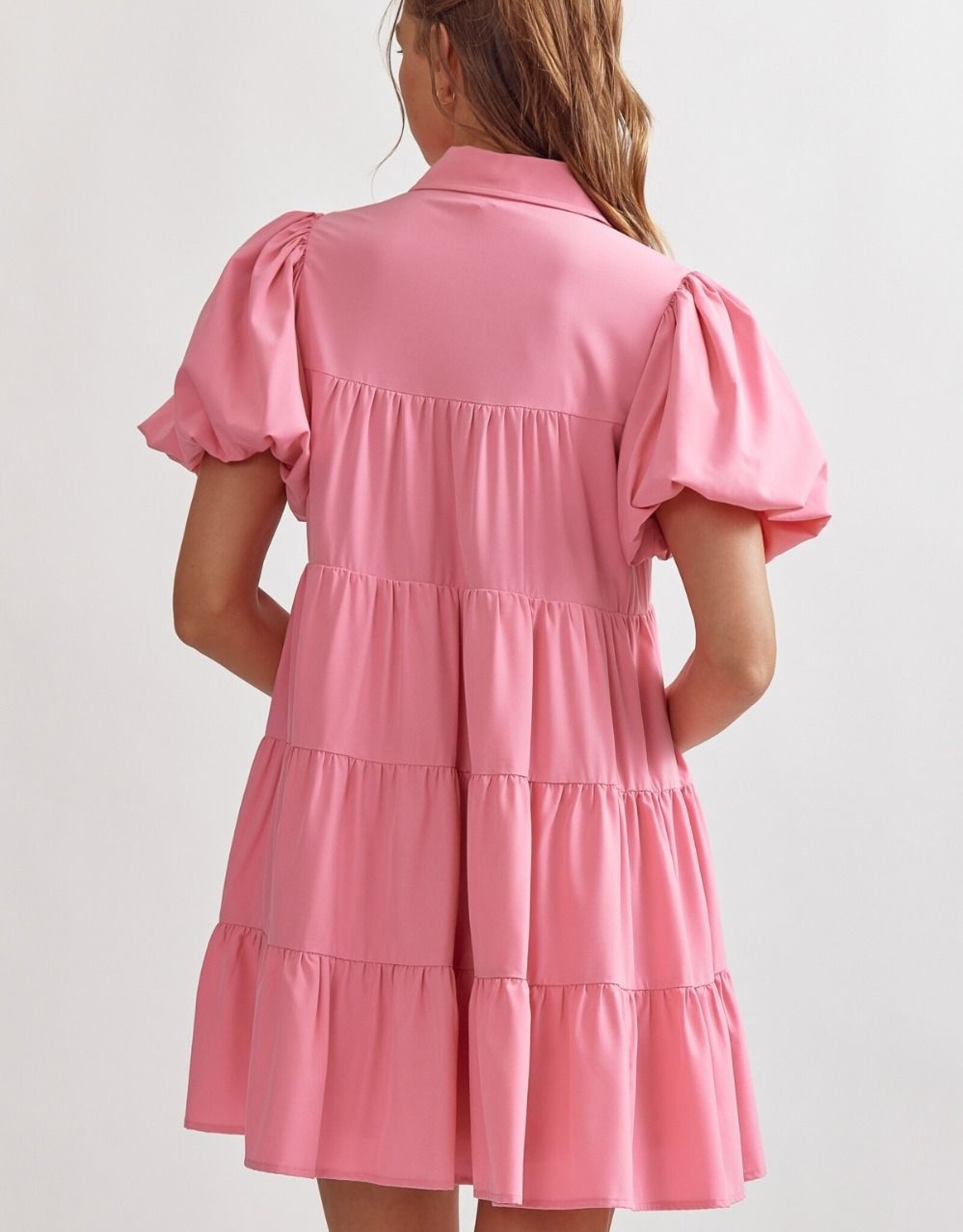 Button Tiered Mini Dress