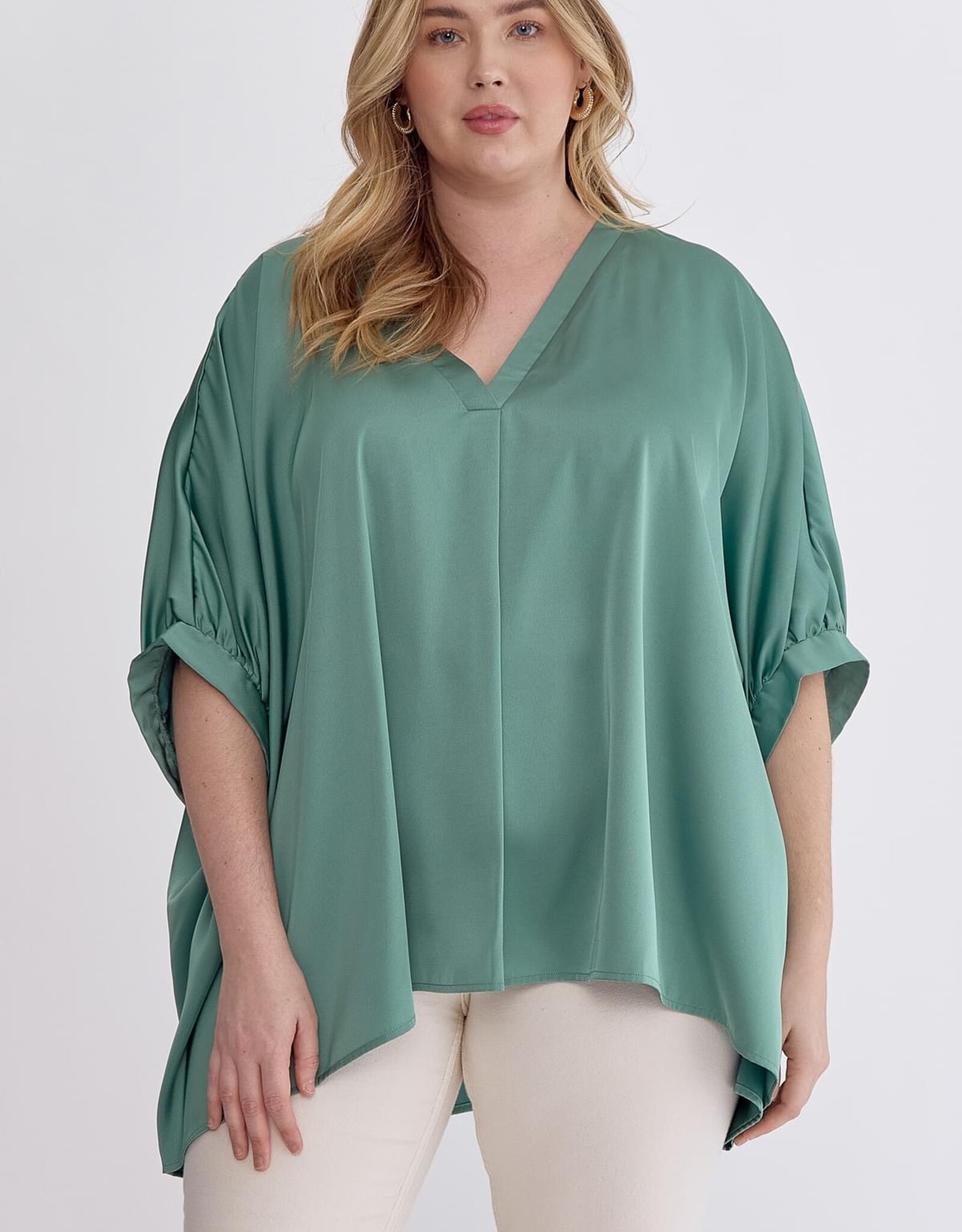 Dark Sage Satin Blouse