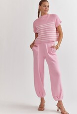 Pink Stripe Knit Jogger Set