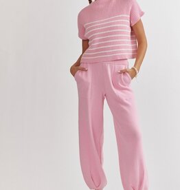 Pink Stripe Knit Jogger Set