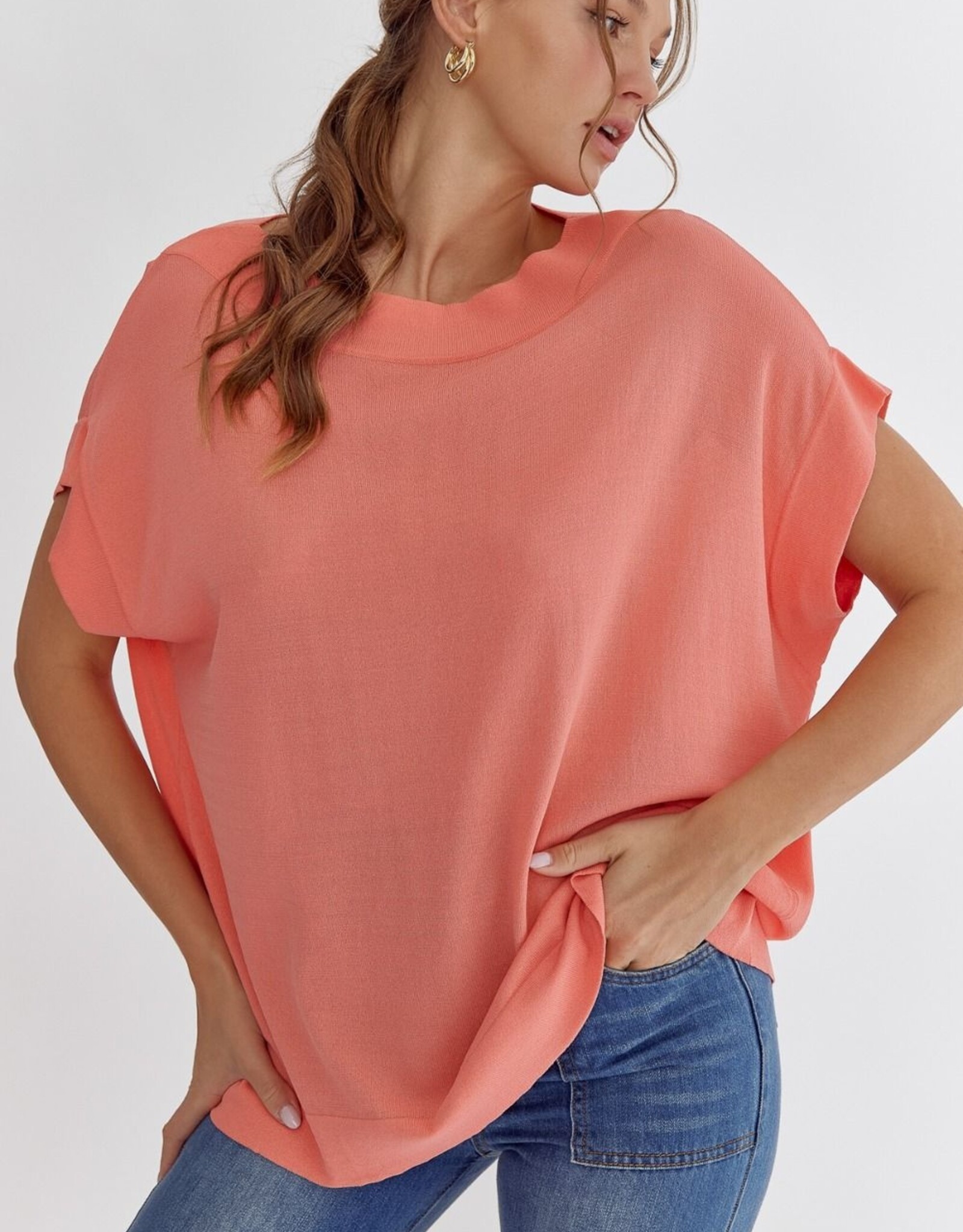 Solid Boat Neck Top w/ Dolman Sleeve