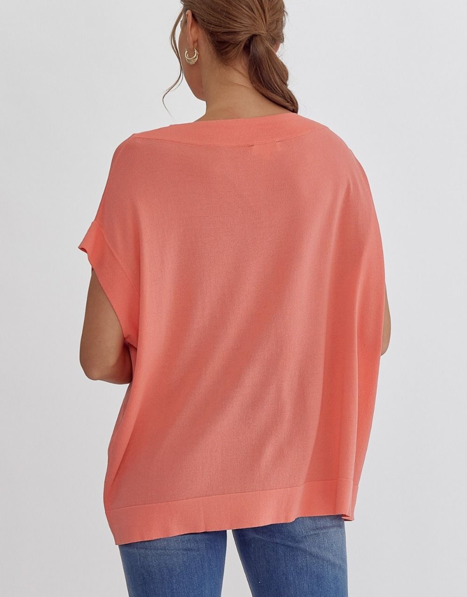 Solid Boat Neck Top w/ Dolman Sleeve