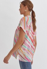 Multicolor Printed Short Sleeve Top