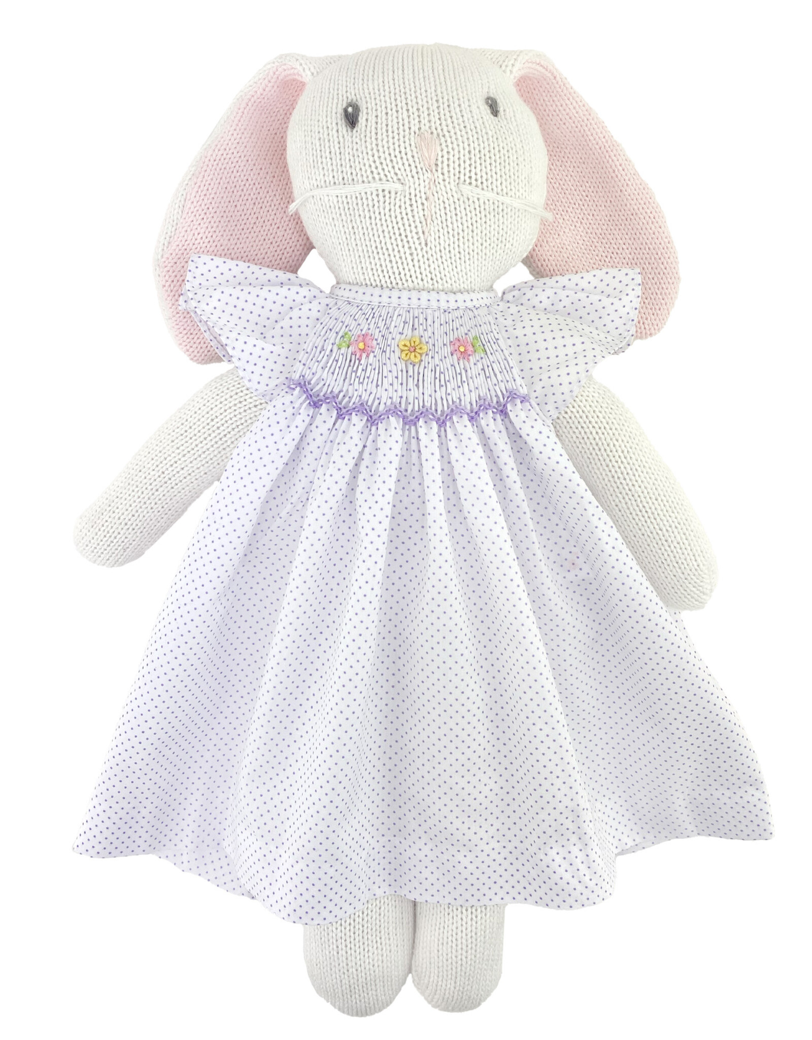 Petit Ami Doll Girl Bunny- Purple Dot Dress