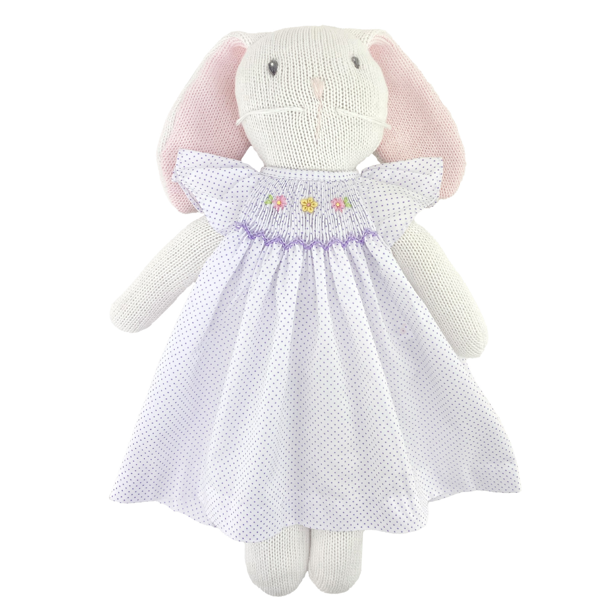 Petit Ami Doll Girl Bunny Purple Dot Dress Heart of the South
