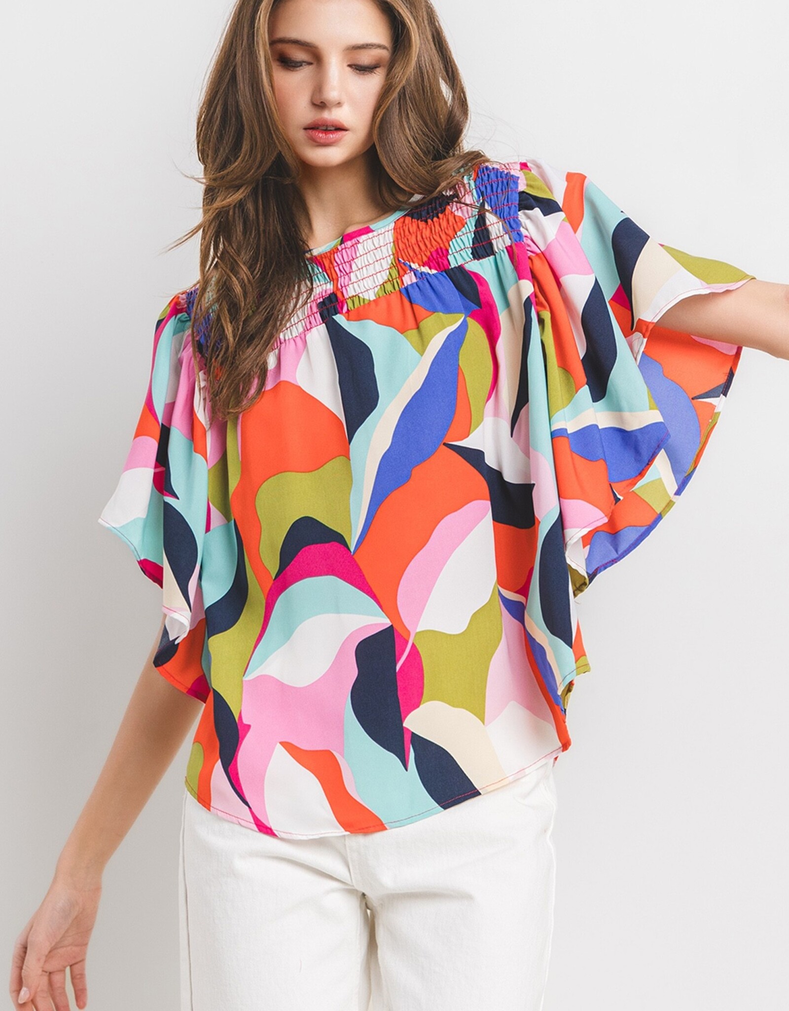 Multicolor Smocked Blouse