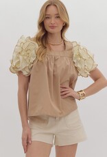 Mocha Top w/ Ruffle Sleeve
