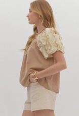 Mocha Top w/ Ruffle Sleeve