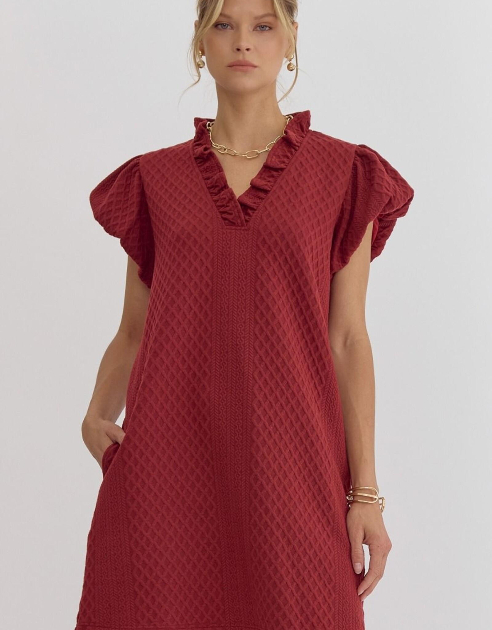 Ruby Textured Puff Sleeve Dress
