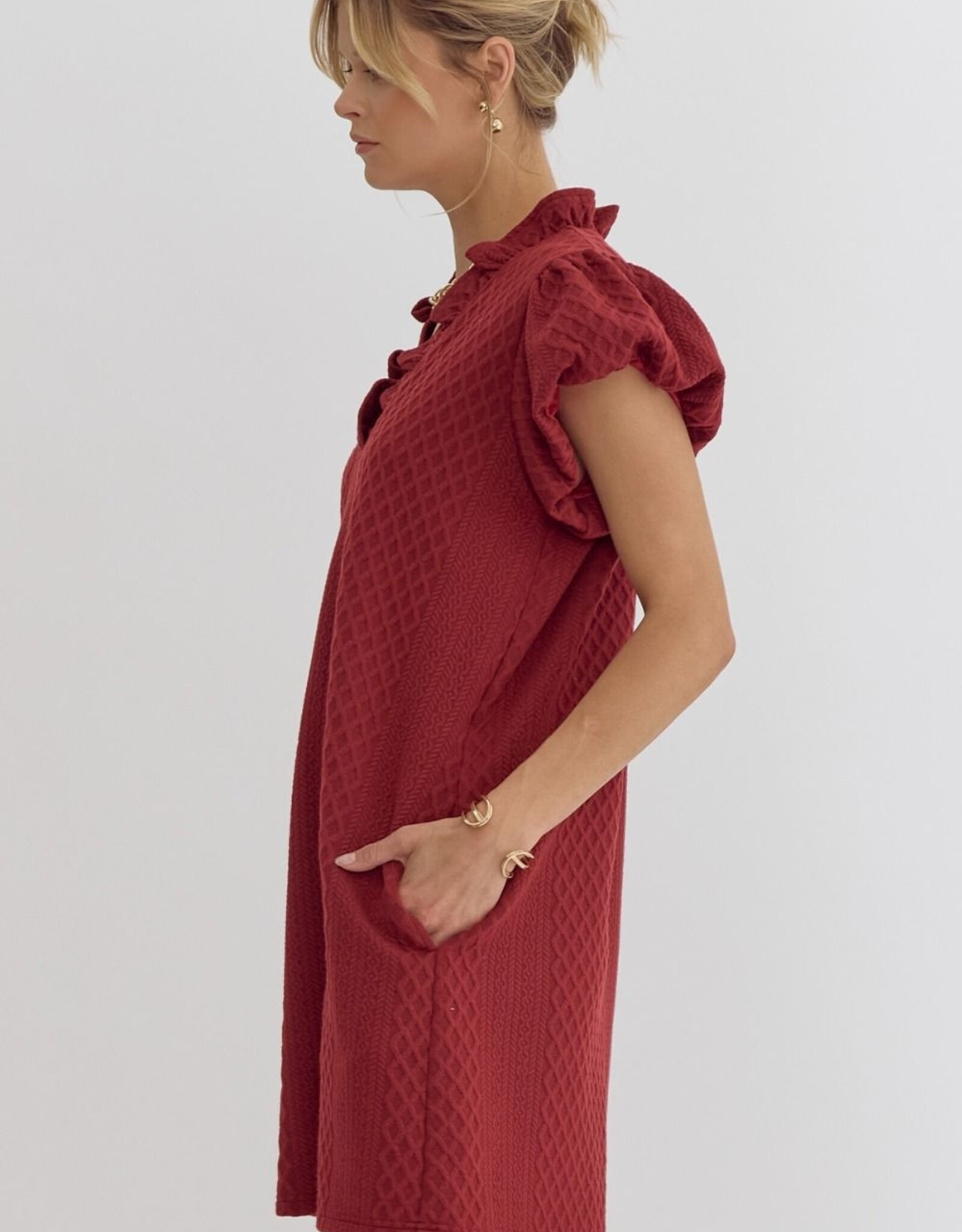Ruby Textured Puff Sleeve Dress