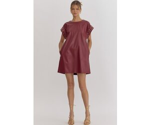 red festival dress Faux Leather Mini Dress