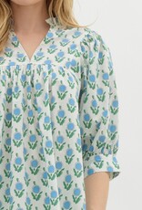 Botanical Puff Sleeve Blouse- Off White