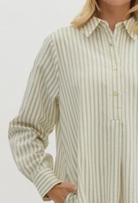 Sage Stripe Dress w/ Drop Waist