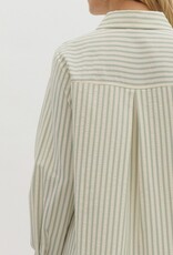 Sage Stripe Dress w/ Drop Waist