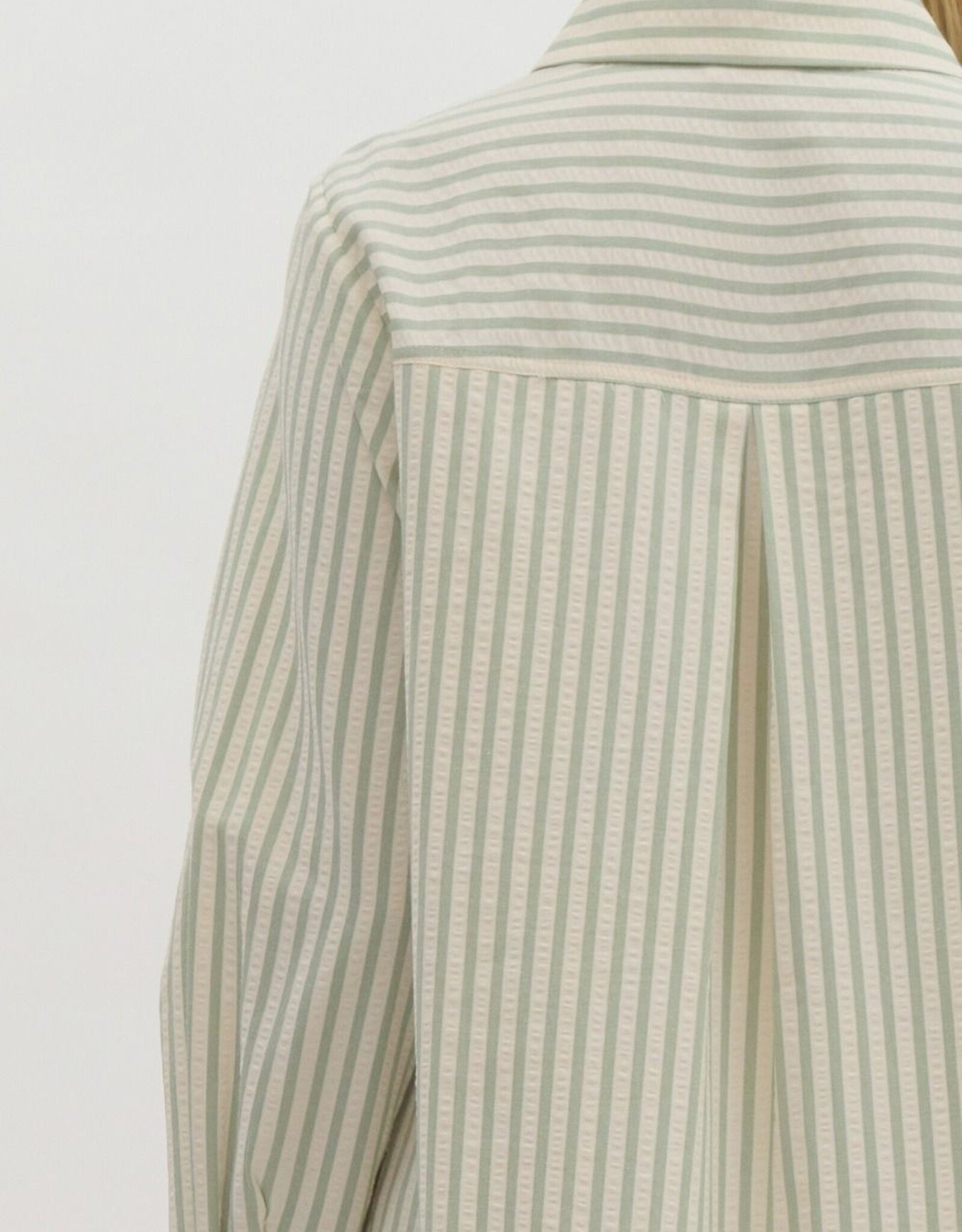 Sage Stripe Dress w/ Drop Waist