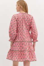 Floral Dress w/ Scallop Trim- Pink