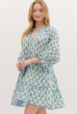 Floral Dress w/ Scallop Trim- Off White
