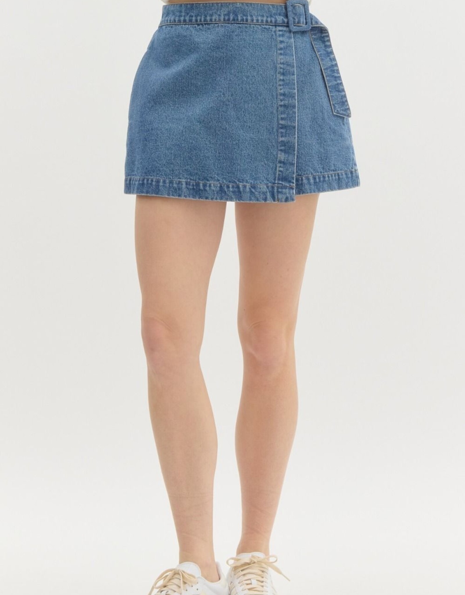 Denim Belted Skort