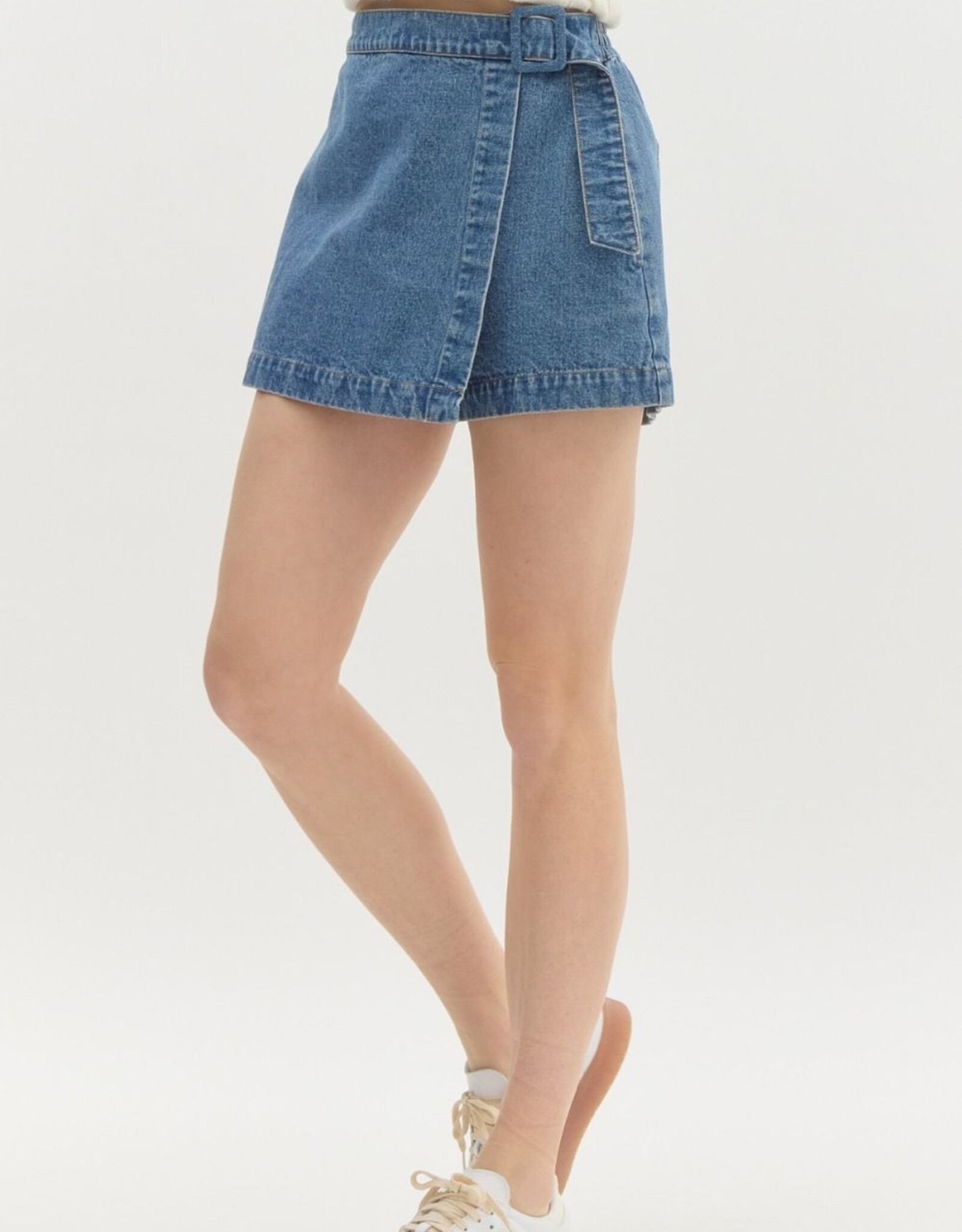 Denim Belted Skort