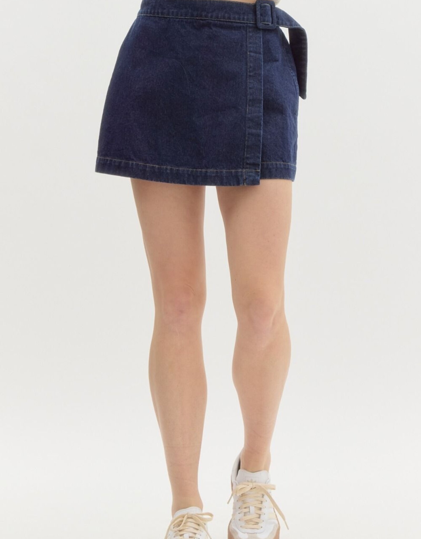 Dark Denim Belted Skort