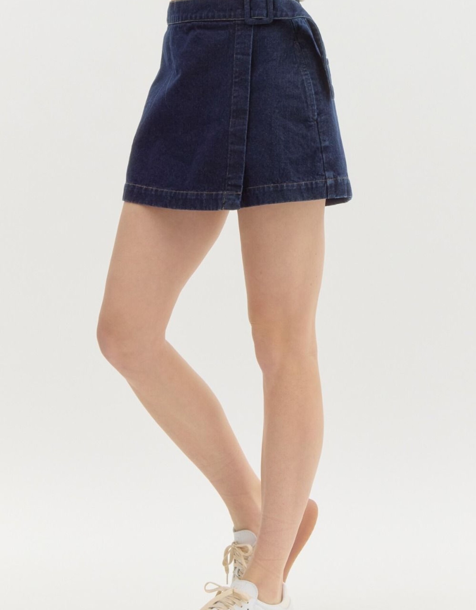 Dark Denim Belted Skort