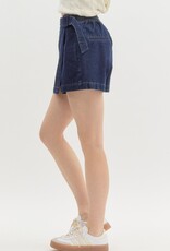 Dark Denim Belted Skort