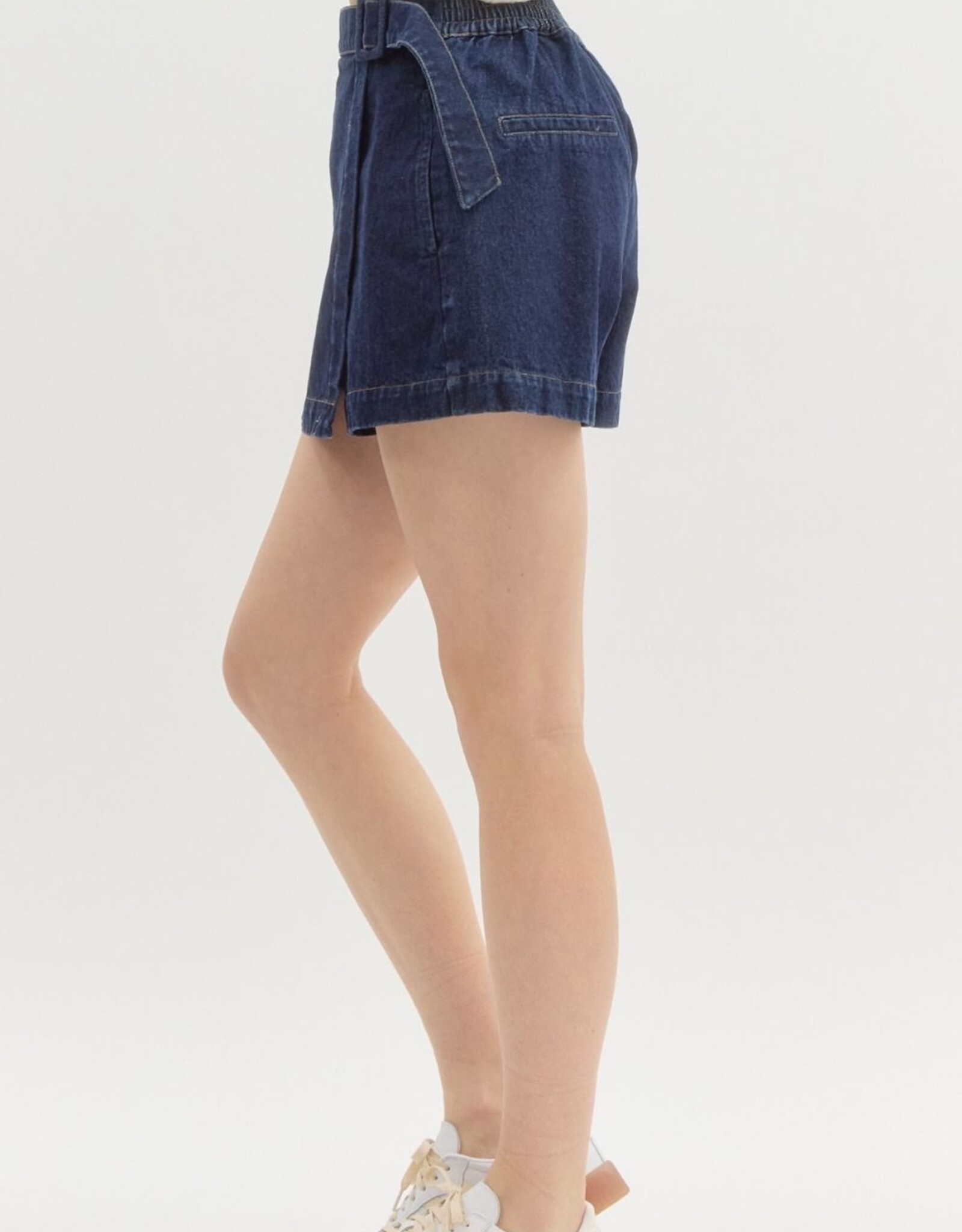 Dark Denim Belted Skort