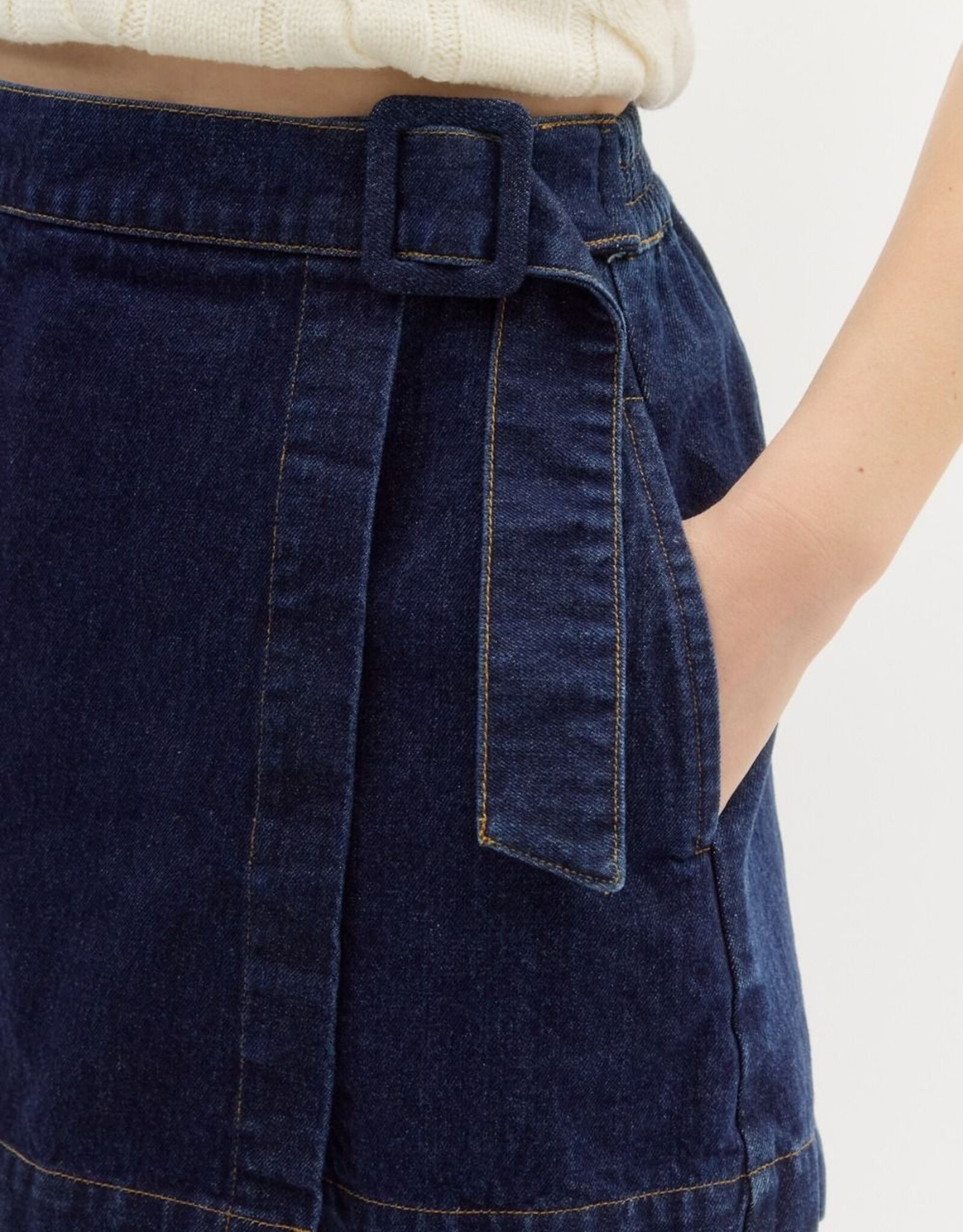 Dark Denim Belted Skort