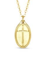 Madison Sterling 22" Oval Cross/Rom.5:8(Petite Pendant) Necklace