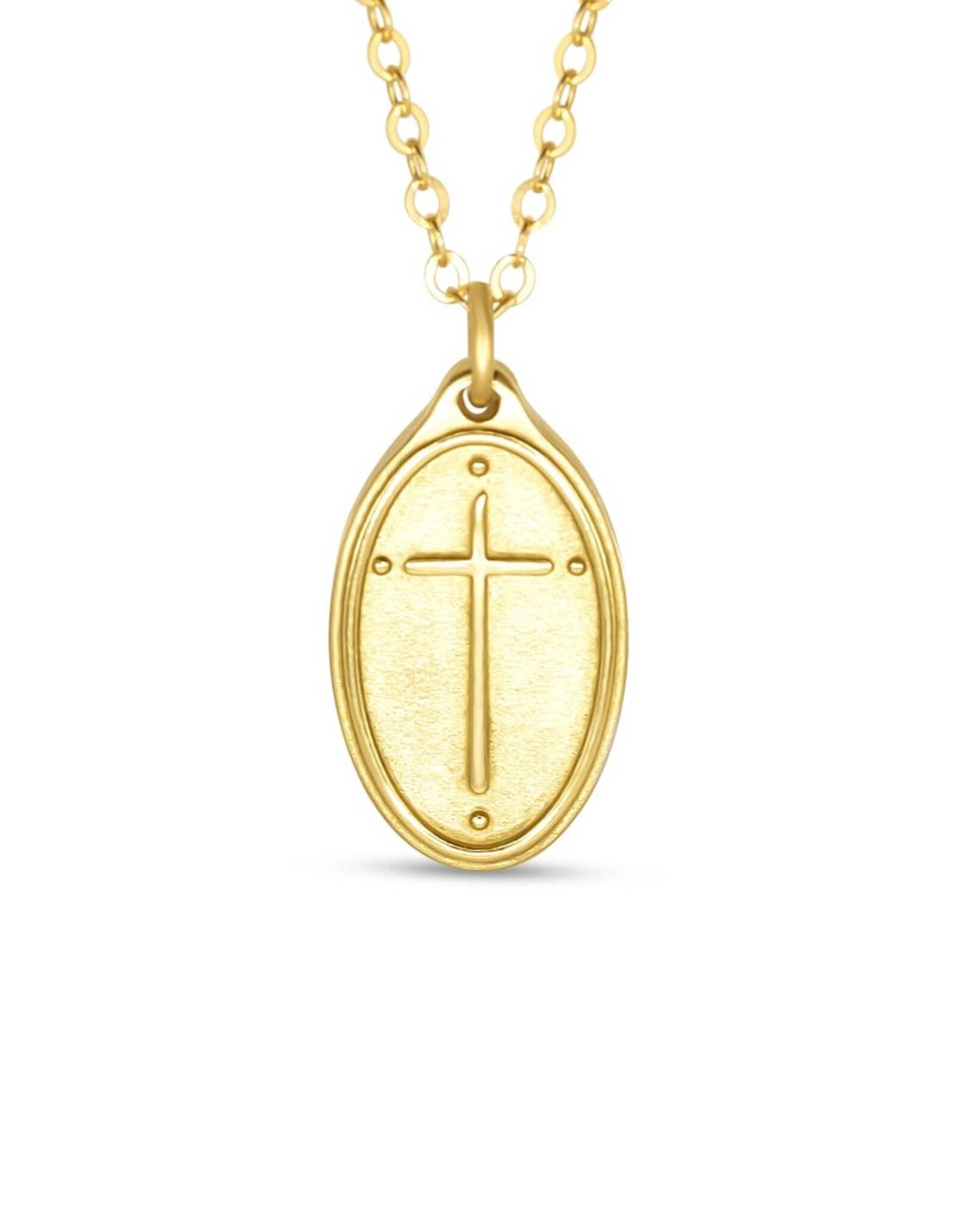 Madison Sterling 22" Oval Cross/Rom.5:8(Petite Pendant) Necklace