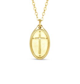 Madison Sterling 22" Oval Cross/Rom.5:8(Petite Pendant) Necklace
