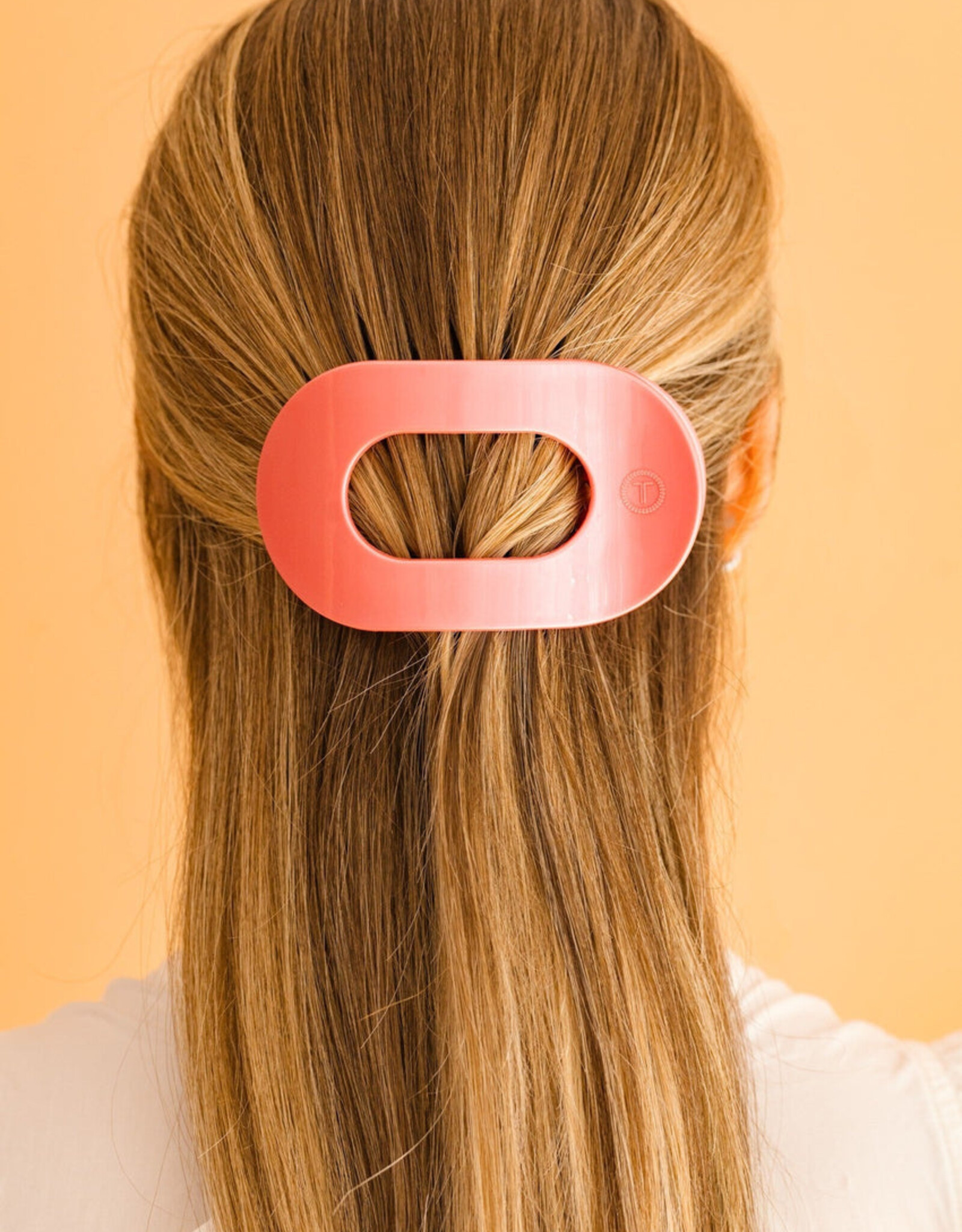 Teleties Teleties Flat Round Hair Clip- Calming Coral
