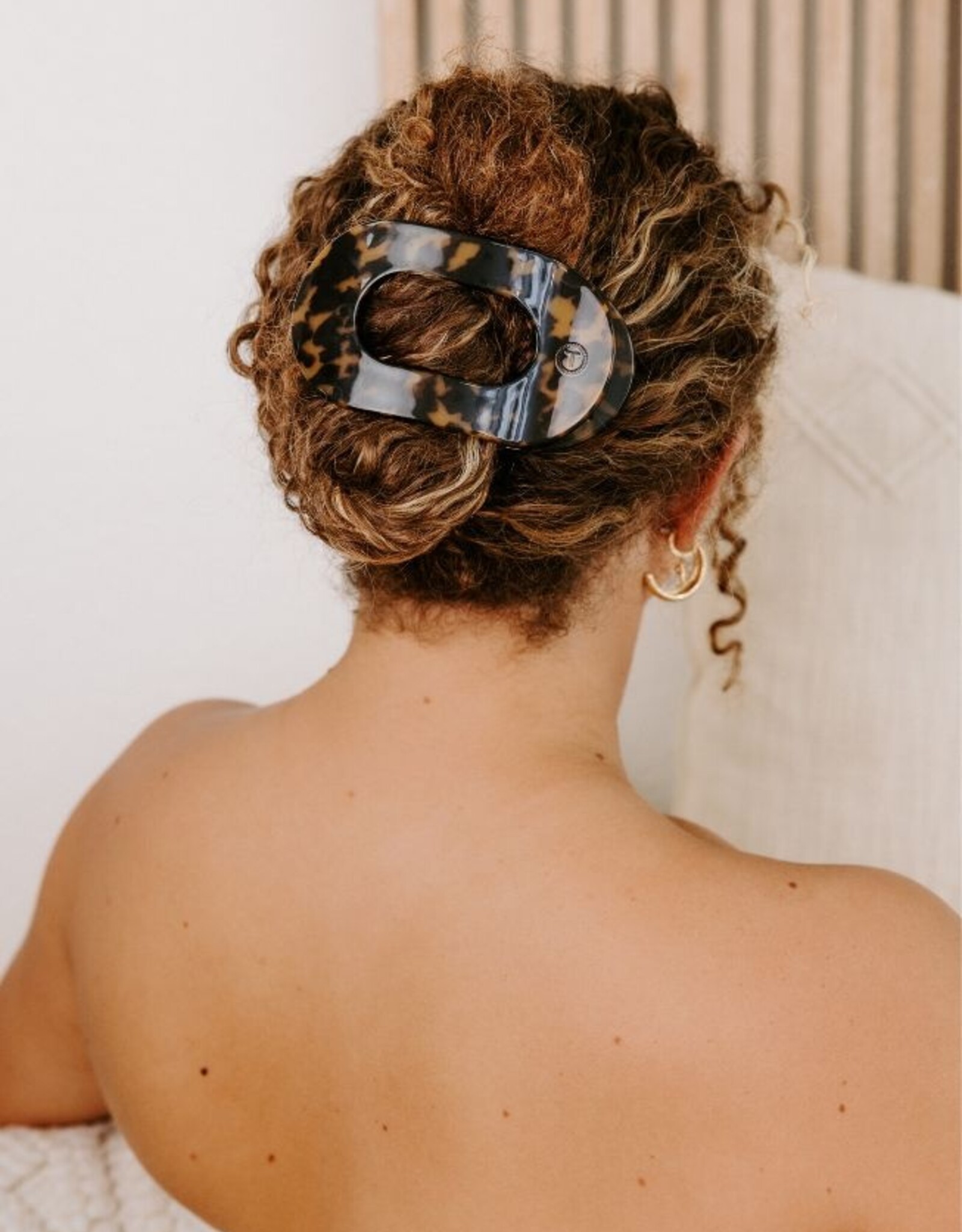 Teleties Teleties Flat Round Hair Clip- Tortoise
