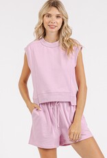 Lilac Pink Crew Neck & Short Set