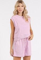 Lilac Pink Crew Neck & Short Set