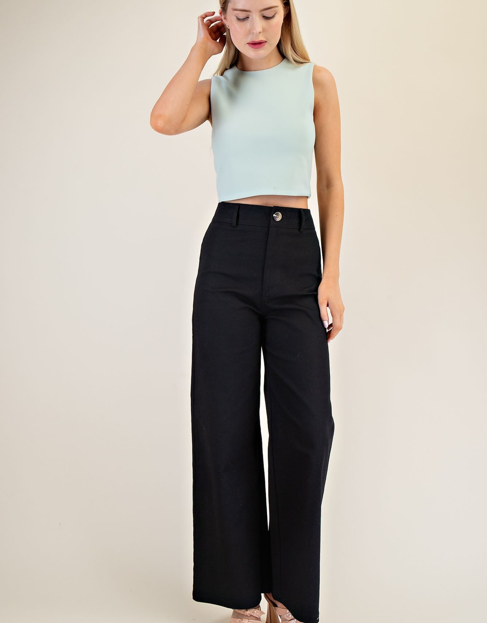 Black High Rise Straight Pant