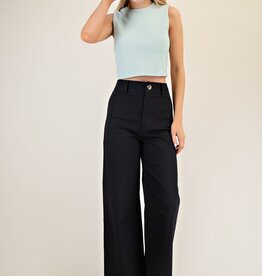 Black High Rise Straight Pant
