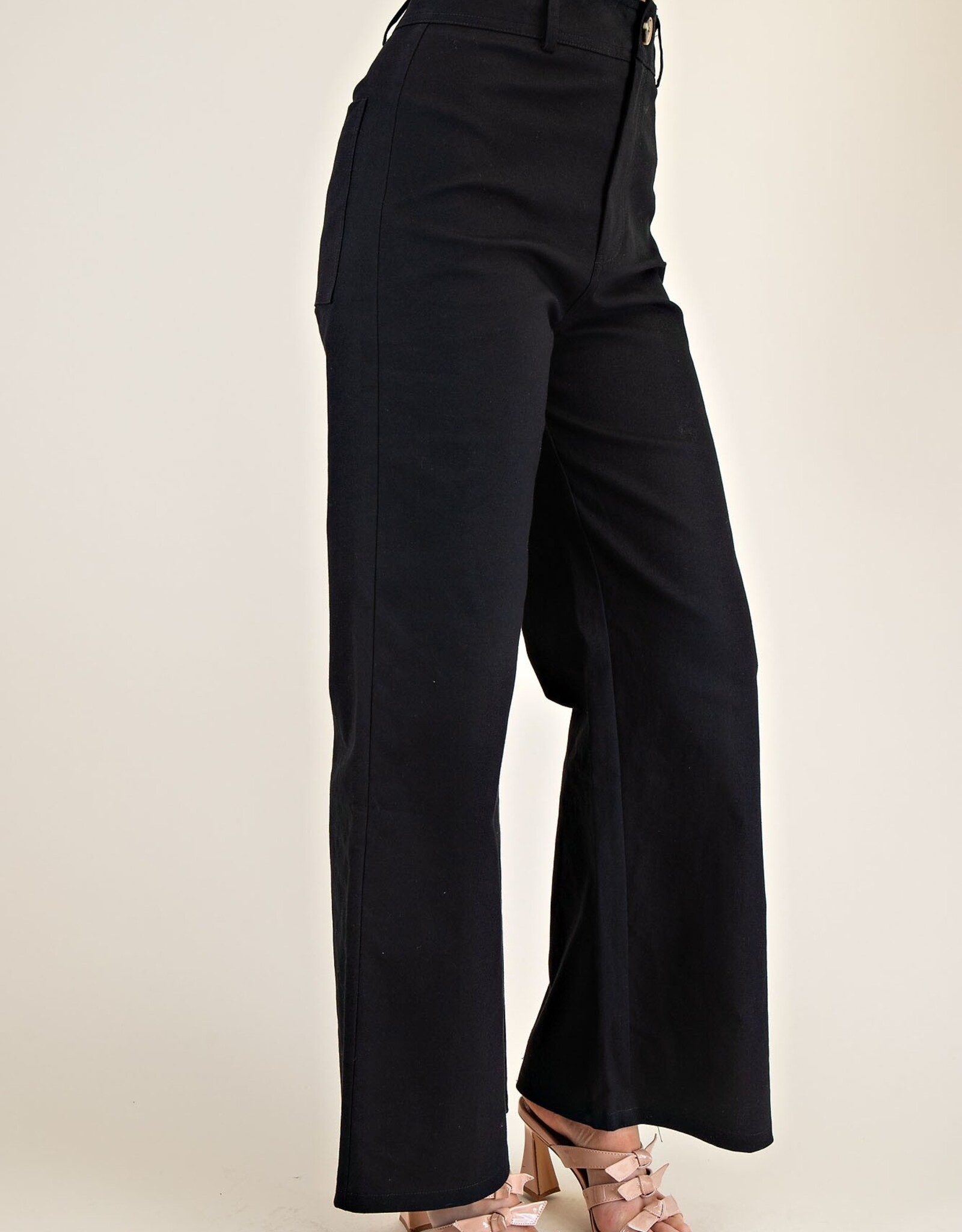 Black High Rise Straight Pant
