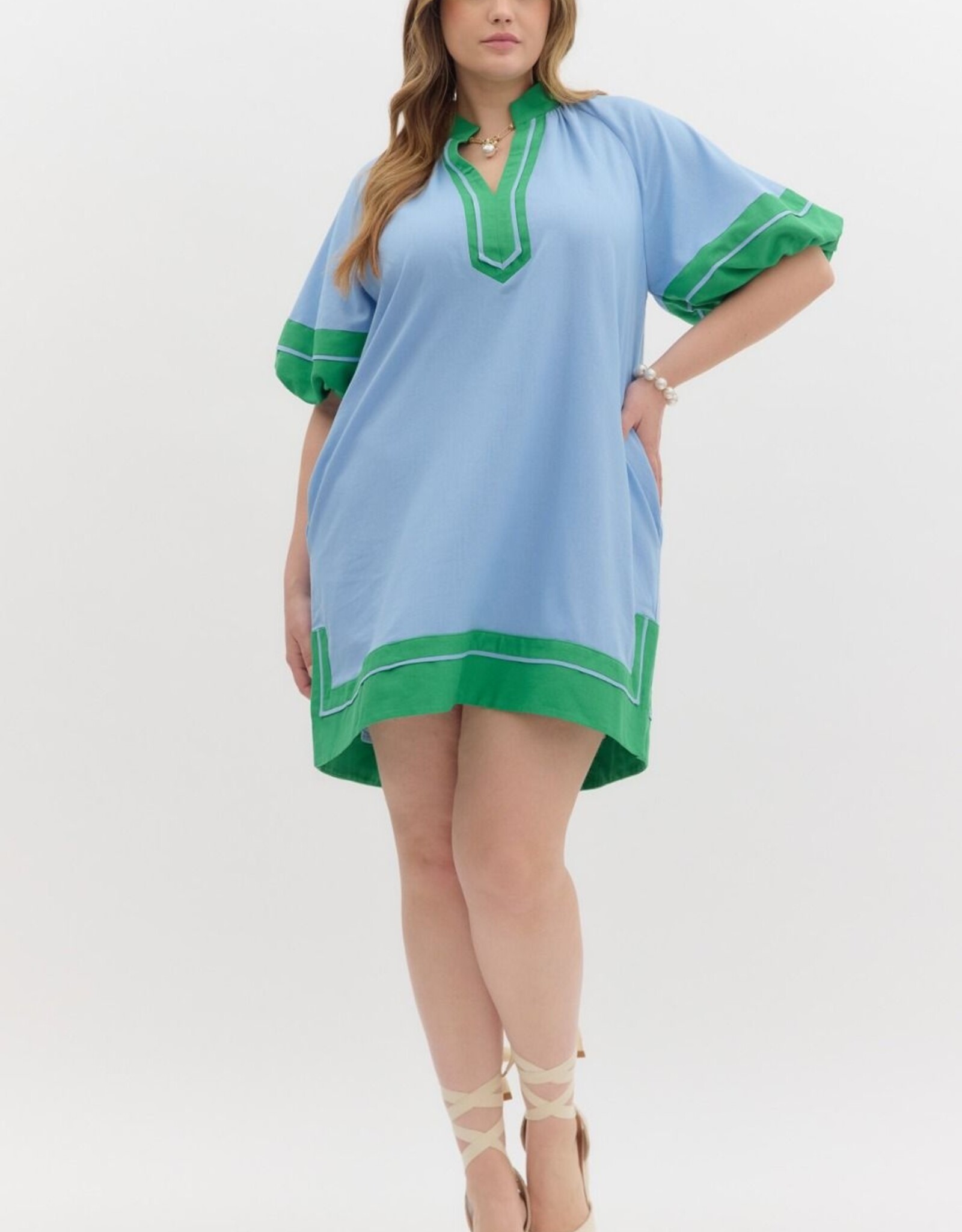Blue & Green Mini Dress