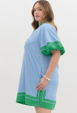 Blue & Green Mini Dress