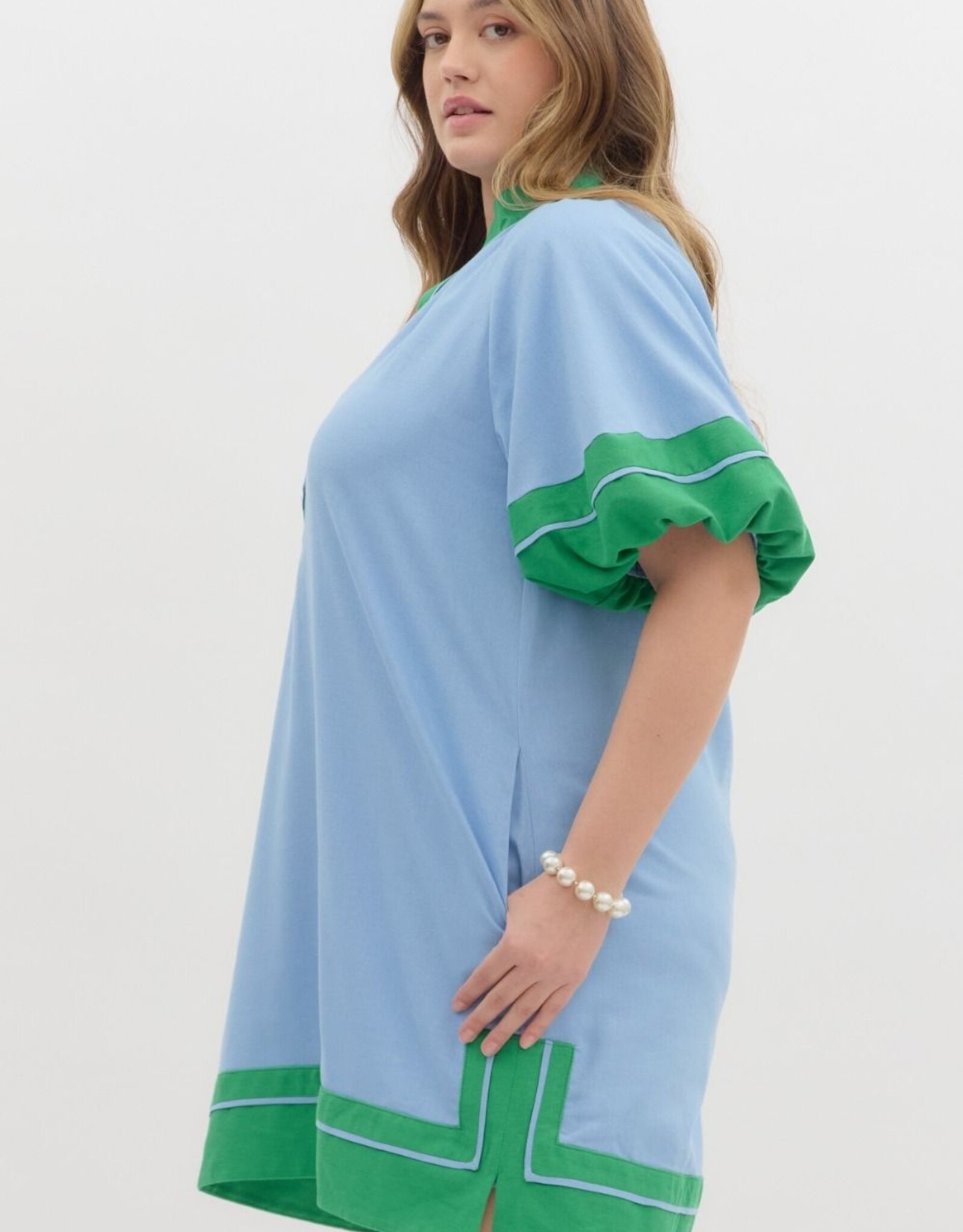 Blue & Green Mini Dress