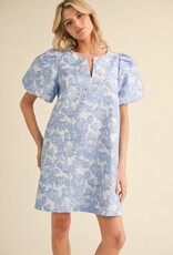 Blue Floral Jacquard Dress