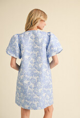 Blue Floral Jacquard Dress