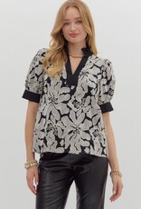 Black & White Embroidered Blouse