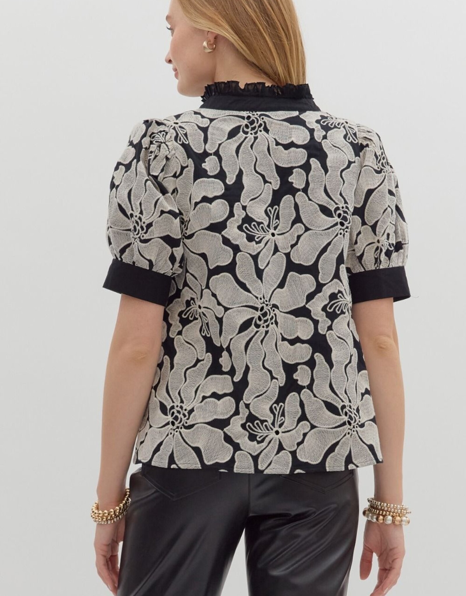 Black & White Embroidered Blouse