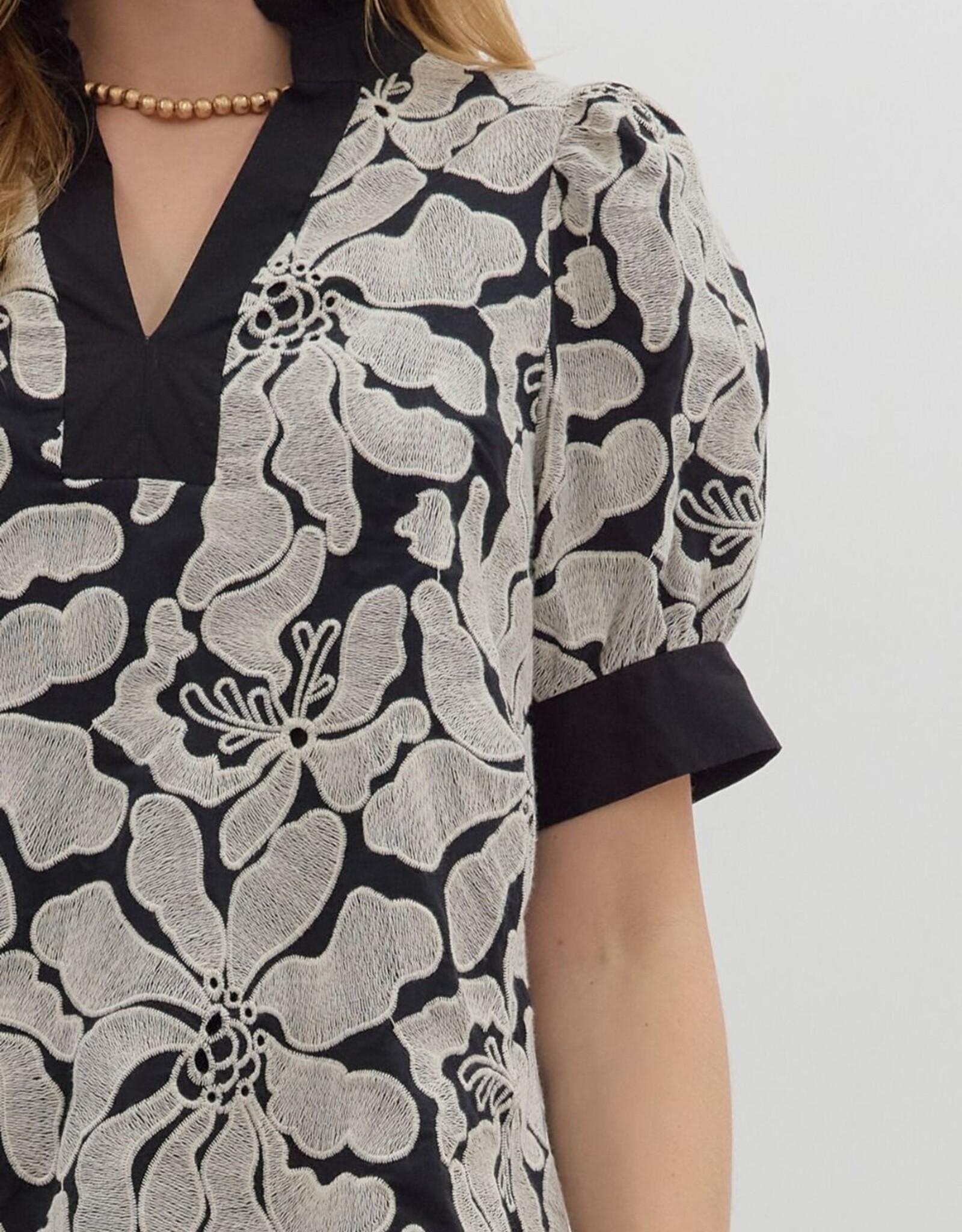 Black & White Embroidered Blouse