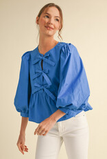 Cobalt Peplum Tie Top