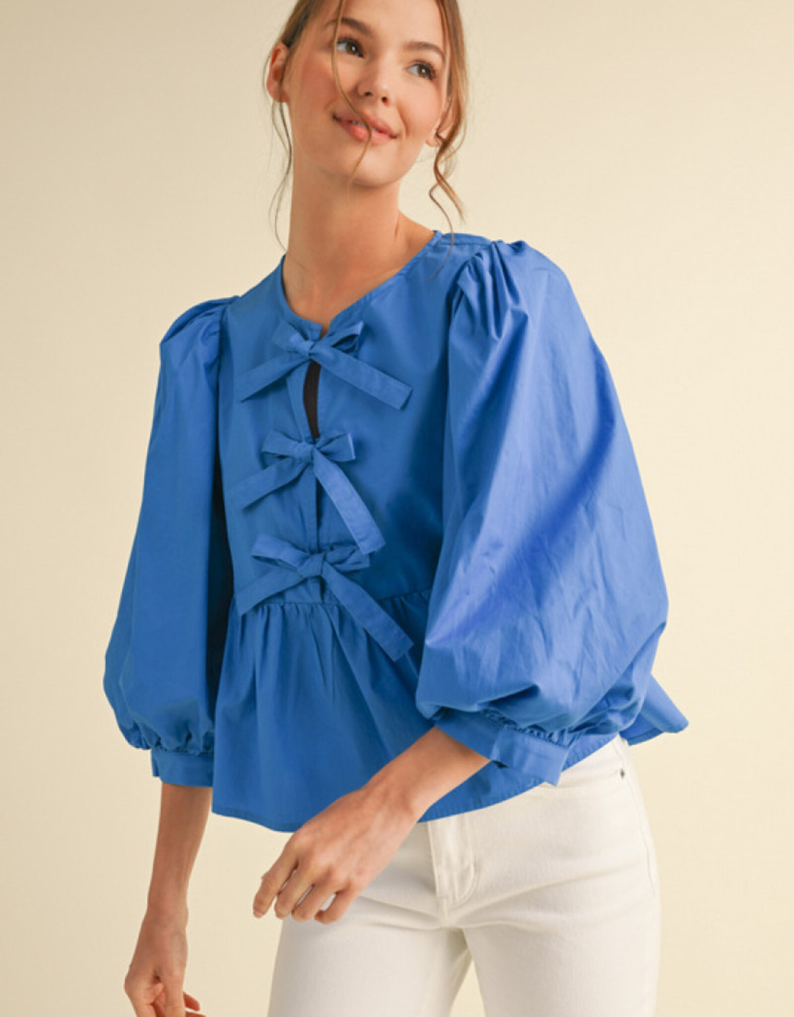 Cobalt Peplum Tie Top